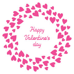 Pink round frame Happy Valentine's Day