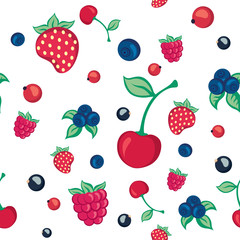 seamless pattern with berries on a white background