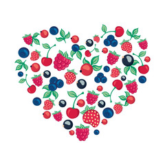 decorative heart out of berries and leaves