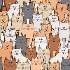 many cats seamless pattern