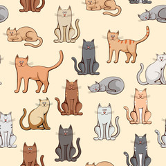 various cats seamless pattern