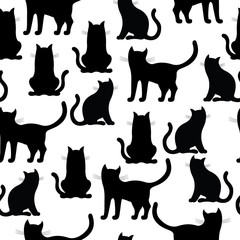 black cats seamless pattern