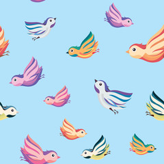 Flying birds seamless pattern
