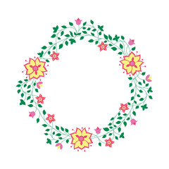 Round frame of flowers