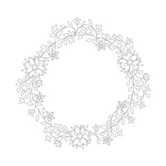 black and white floral frame round