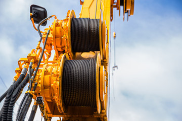 crane hoist steel wire cable or steel rope at Rope Sling Drum for heavy pulley © Quality Stock Arts