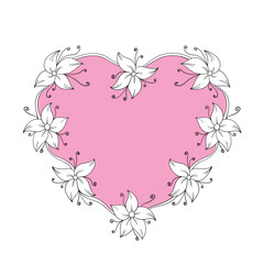 Floral frame in shape of heart