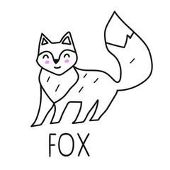 Happy fox. Hand drawn vector icon illustration design in scandinavian, nordic style. Best for nursery, childish textile, apparel, poster, postcard.