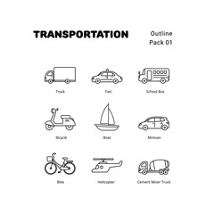 Transportation elements outline icons style