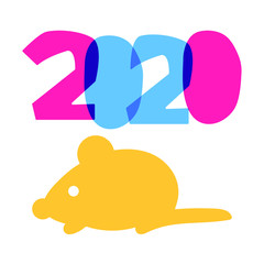 2020 new year concept. Hand drawn vector lettering illustration on white background.