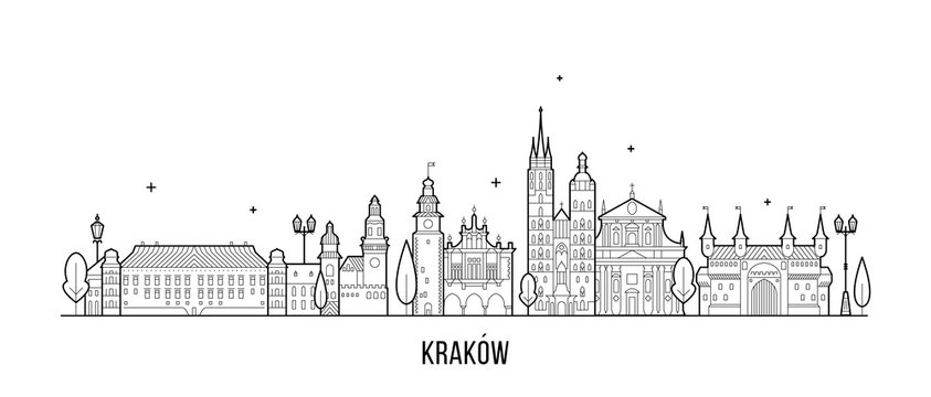 Krakow skyline Poland illustration city a vector