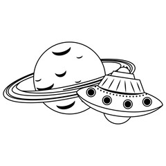 universe space galaxy astronomy cartoon in black and white