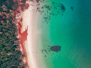 Koh Rong island from above, beach and sunset, in Cambodia Sihanoukville