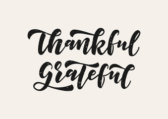 Thankful and grateful hand drawn lettering