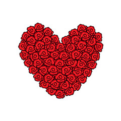 Obraz na płótnie Canvas Vector illustration of a stylized heart of red roses in a flat style