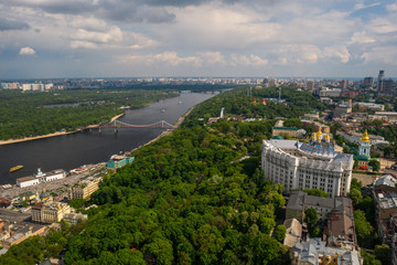 View of the Dnieper embankment, river station