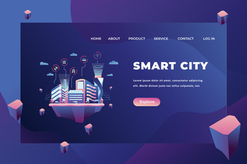 Smart City - Web Page Header Landing Page Template Illustration