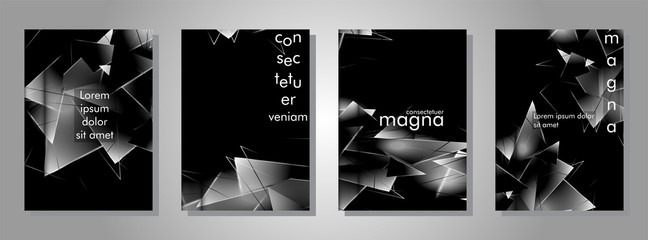 set the book cover the background of the light Triangle. Abstract composition of 3D triangles. Modern geometric black background