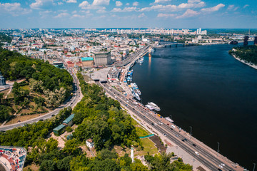 View of the Dnieper embankment, river station