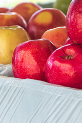 stacked apples fresh and ready to sell at market