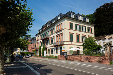 Fototapeta na wymiar Panorama View of Old Building next of Street