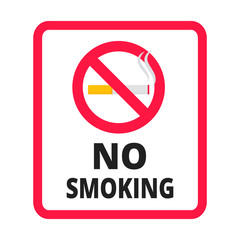 No smoking  sign. Forbidden sign icon isolated on white background vector illustration. Cigarette and smoke, red prohobition circle isolated on white background.