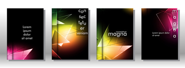 set the book cover the background of the light Triangle. Abstract composition of 3D triangles. Modern geometric backgrounds isolated black