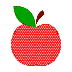 Red apple with dots on white background. Back to school illustration