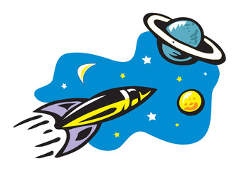Rocket launch,ship.vector, illustration concept of business product on a market.