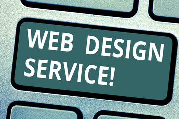 Text sign showing Web Design Service. Conceptual photo development process for creating website focuses factors Keyboard key Intention to create computer message pressing keypad idea
