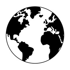 world map earth globe cartoon in black and white