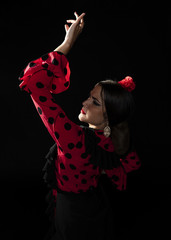 Medium shot flamenca dancer back view