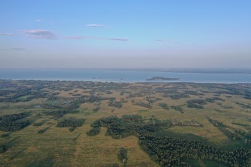 Panorama of a grass field in the Novosibirsk region, in summer