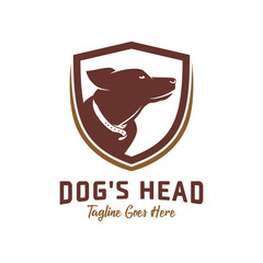 dog head shield logo design template