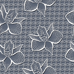 seamless pattern with white flowers