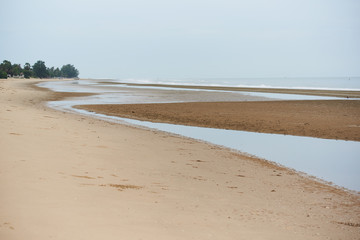Scene of Pranburi beach in cloidy day