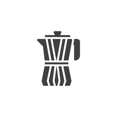 Moka coffee maker vector icon. filled flat sign for mobile concept and web design. Moka pot, Kettle glyph icon. Symbol, logo illustration. Vector graphics