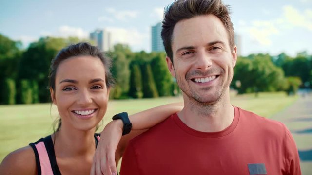 Portrait of smiling couple after hard workout