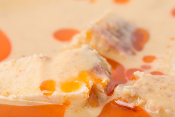 Chicken fillets with walnut sauce.