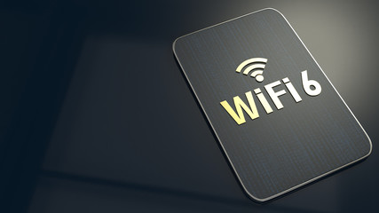 3D rendering  building on tablet for wifi 6 concept.