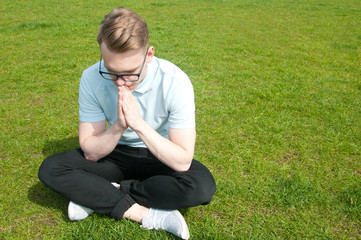 young boy on the grass