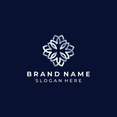 Floral Logo Template with elegant metallic color