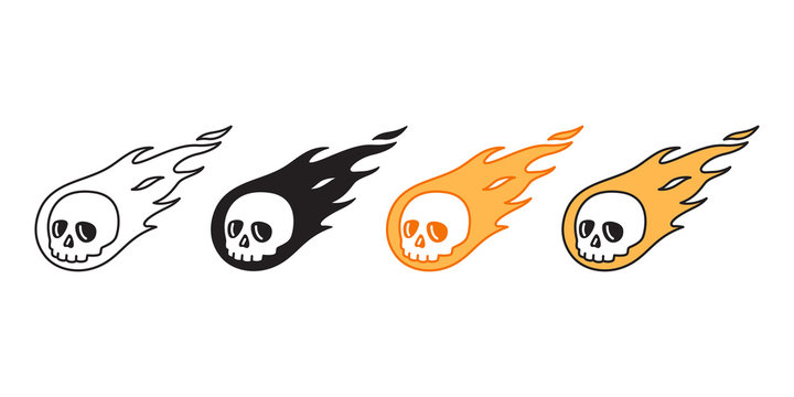 skull fire vector Halloween icon logo symbol pirate bone ghost character cartoon doodle illustration design
