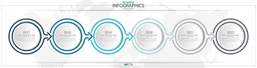 Infographic business horizontal timeline steps process chart template. Vector modern banner used for presentation and workflow layout diagram, web design. Abstract elements of graph options.