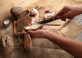 Freshly baked grain brown bread close up still life