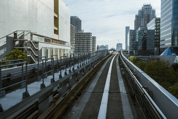 Fototapeta premium Cityscape from monorail sky train in Tokyo