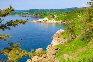 Obraz premium 能登半島ヤセの断崖、石川県羽咋郡志賀町関野鼻海岸にて