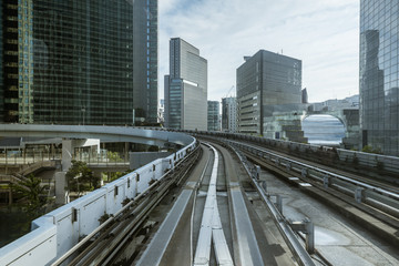 Fototapeta premium Cityscape from monorail sky train in Tokyo