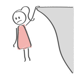 Stick Figure - woman hanging off cliff - danger