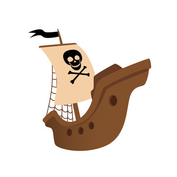 recommend clip art: Pirates' ship. Robber ship. Isolated on white background. Vector illustration
